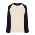 thumbnail image 1 of Women's Color Block Sweatshirts Dressy Crewneck Long Sleeve Pullover Boyfriend Style Tops Casual Fall Outfits Navy 3XL, 1 of 5