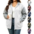 thumbnail image 1 of Women's Color Block Zip Up Hoodie Jacket Plus Size Casual Long Sleeve Sweatshirt with Side Pockets for Fall Winter, 1 of 8