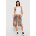 thumbnail image 1 of Women's Color Blocked Cargo Bermuda Denim Shorts, 1 of 4