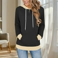 thumbnail image 1 of Women's Color Blocked Fashionable Loose Casual Long Sleeved Pocket Hooded Sweatshirt Top, Pullover Hoodie with Contrast Design for Street Style and Comfortable Daily Wear, 1 of 6