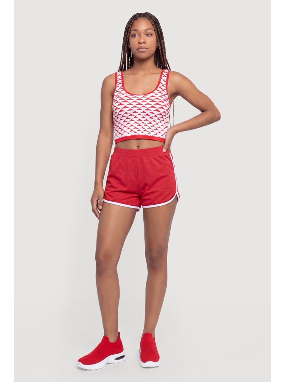 Women's Patterned Scoop Neck Crop Tank Top