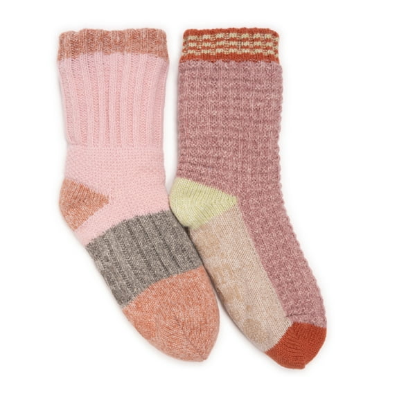 Women's Color Blocked Sweater Cabin Socks 2 Pair Pack