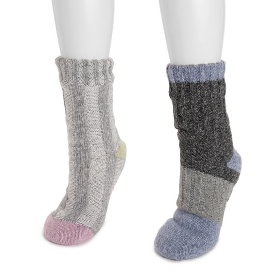 Women's Color Blocked Sweater Cabin Socks 2 Pair Pack
