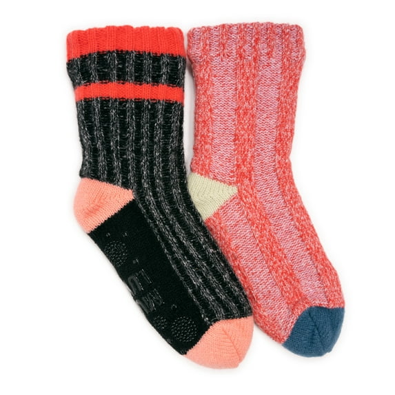 Women's Color Blocked Sweater Cabin Socks 2 Pair Pack