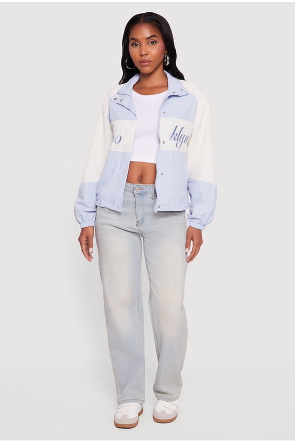 Women's Color Blocked The Big Apple Graphic Windbreaker Jacket