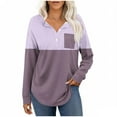 thumbnail image 1 of Women's Color Blocking Printing Blouses Long Sleeved Button V-Neck Pullover Fashionable Top 2025, 1 of 7