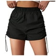 thumbnail image 1 of ZQUUVOU Women's Color Drawstring Shorts Strainer The Middle Temperament Cargo shorts Black, 1 of 8