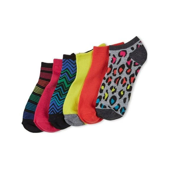 Women's Color Expressions Patterned No-Show Socks, 6pk