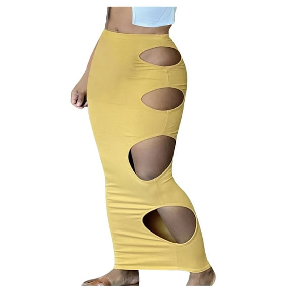 ZQUUVOU Women's Color Low Waisted Casual Leggings With Hollowed Out Petals Yoga Fitness Pants And Elastic Pants Yellow