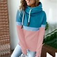 thumbnail image 1 of Women's Color Matching Pullover Hoodies Sweatshirt Pullover Turtleneck Tops Athletic Womens Sweatshirt Snap Hoodie Thick Womens Hoodies Pullover Womens Sweatshirt Jacket Color Hoodie for Women Women, 1 of 6