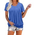 thumbnail image 1 of Women's Color Round Neck Comfortable Short Sleeved Versatile Loose Casual Top, 1 of 5