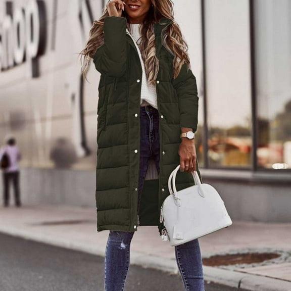 Women's Color Solid Color Hooded Mid Length Padded Jacket With Long Sleeved Slim Fit Style Style Jackets for Women Girl Jacket for plus Size Women Women's Casual Jackets Maternity down Winter Jacket