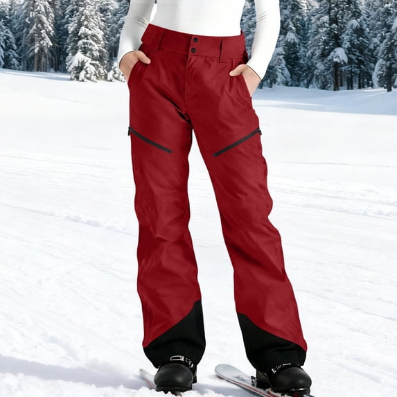 Women's Colorblock Fleece Pants with Pockets for Casual Winter Wear