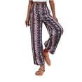 thumbnail image 1 of Women's Colorblock Graphic Print Patchwork Straight Leg Pants Casual High Waist Loose Wide Leg Boho Pants With Pockets, 1 of 6