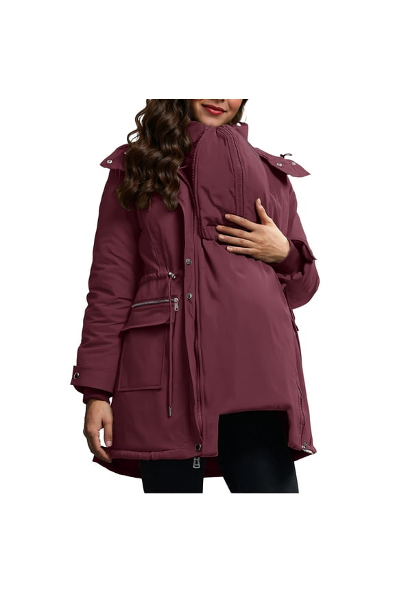 Women's Colorblock Hooded Coat Jacket Outerwear Long Sleeve Loose Fit Casual Daily Wear Streetwear Travel Fashion Essential Gift for Ladies | CSEONE,Red XL