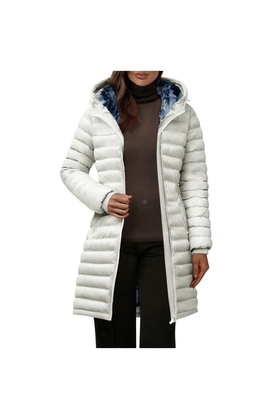 Women's Colorblock Hooded Coat Long Sleeve Loose Fit Tops Jackets Outerwear Casual Daily Wear Streetwear Travel Fashion Essential Gift for Ladies | Aestivo,White M