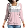 thumbnail image 1 of Women's Colorblock Hoodies Raglan Sleeve Hooded Sweatshirt Long Sleeve Fashion Casual Jacket with Pocket Zipper Drawstring Top 2025 Fall Sports Outerwear, 1 of 8