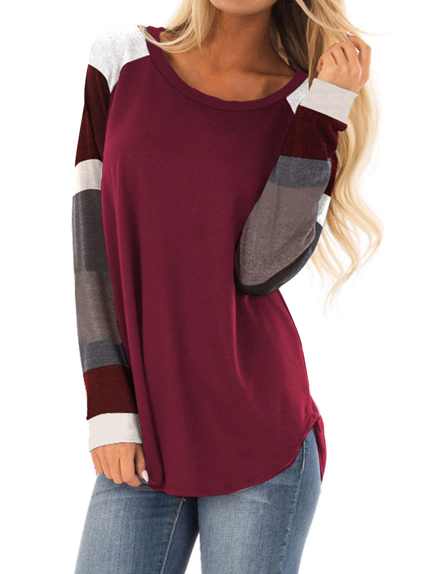 Women s Colorblock Long Sleeve Raglan T Shirt Walmart