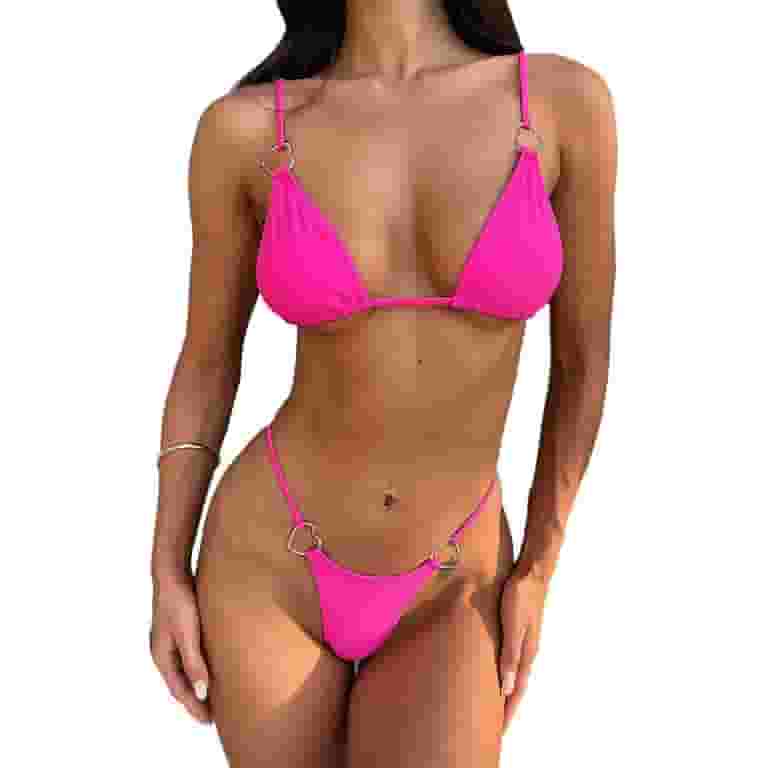 【THEAIRTOWN】less dot bikini ♥2color Women's Colorblock Two Tone Tie Side Bikini Set Sexy