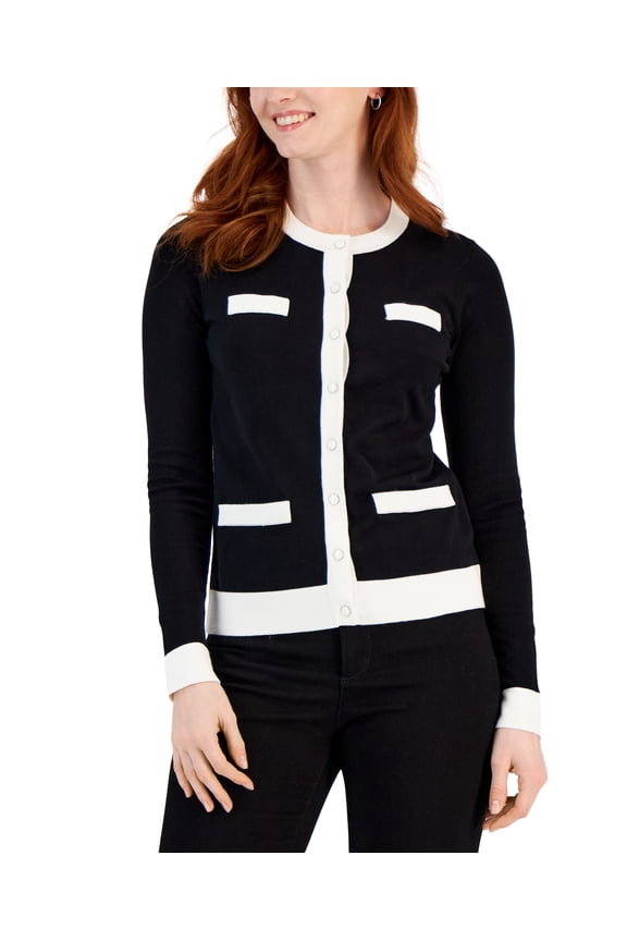 Women's Colorblocked Cardigan Deep Black S