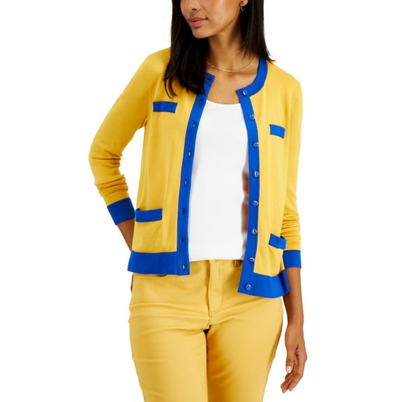 Women's Colorblocked Cardigan Honey Glaze M