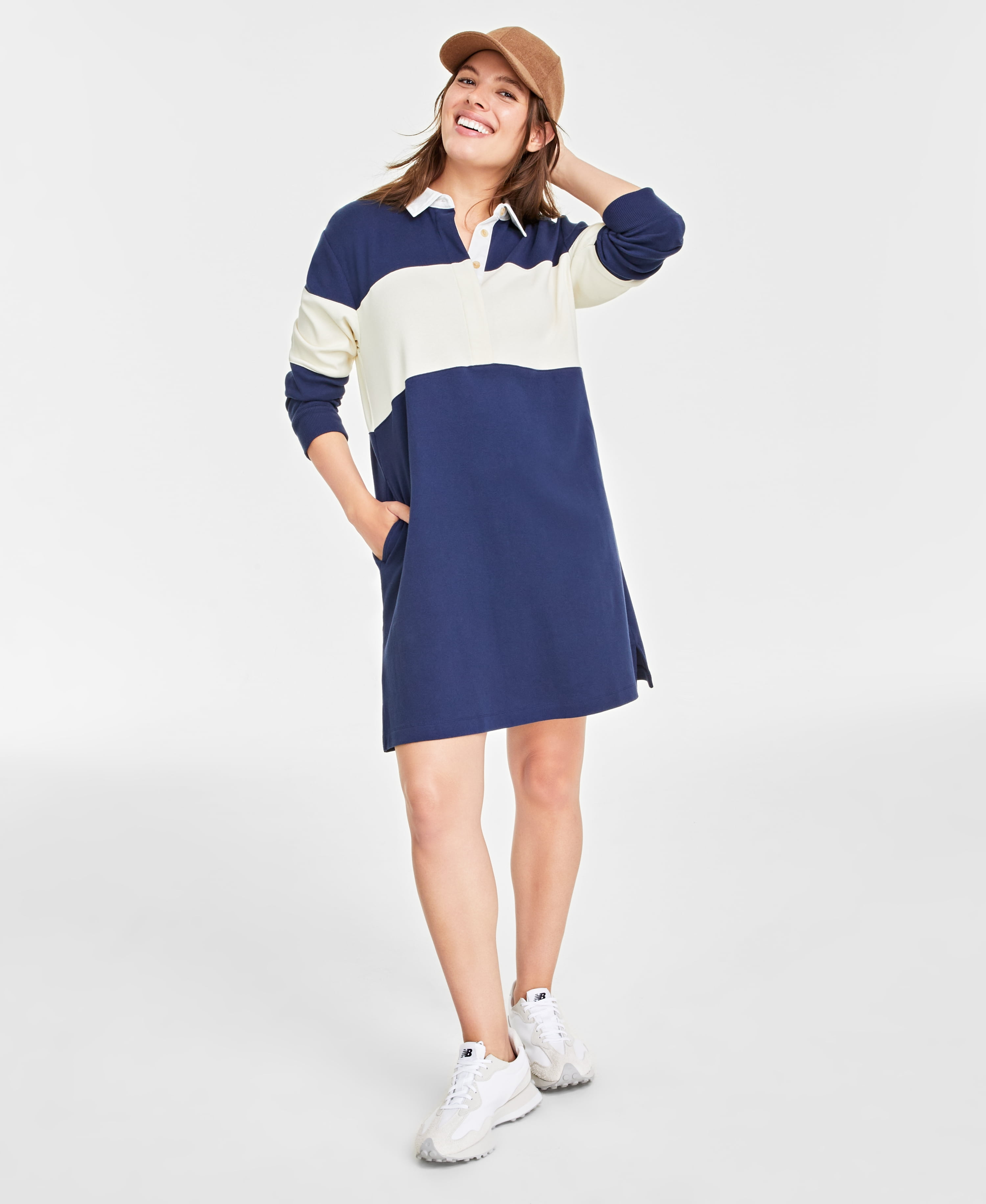Women's Colorblocked Rugby Dress Intrepid Blue M - Walmart.com