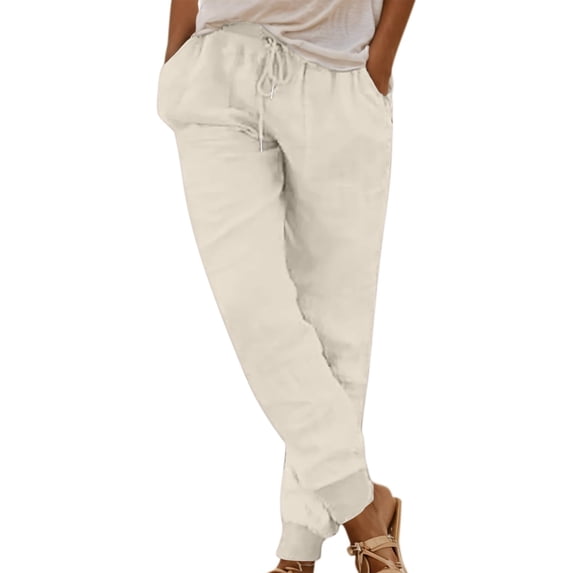 Women's Colored Casual Pants - Elastic Waist with Pockets, Polyester Spandex for Daily/Lounge Wear