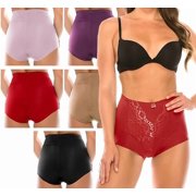 Womens Colorful 12 Pc Hi-Waist Smooth Microfiber Full Waist Shaping Briefs 2XL
