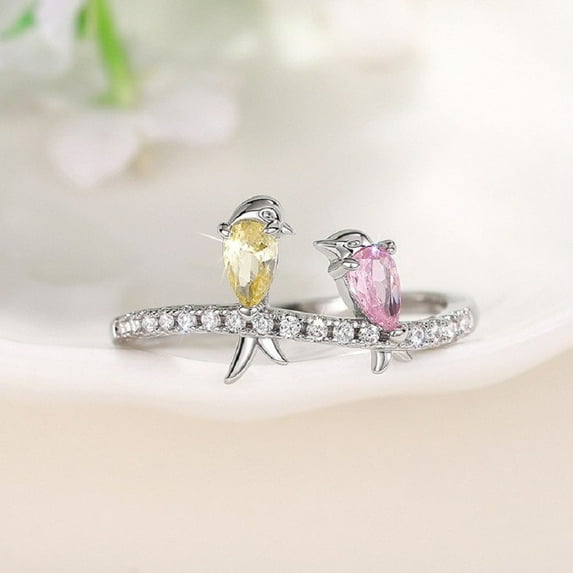 Unisex Copper Ring Bird Design Geometric Statement Ring Electroplated Fashion Jewellery Gift for Women and Men