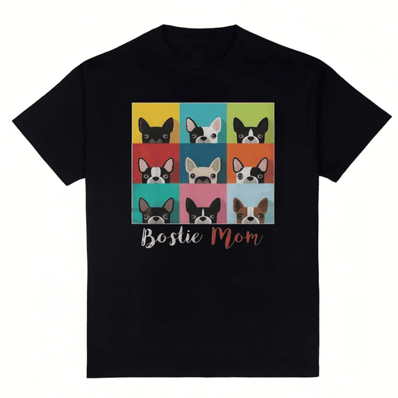 Women's Colorful Boston Terrier Faces T-Shirt for Mom S-4XL
