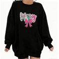 thumbnail image 1 of Women's Colorful Bow Merry Christmas Printed Round-neck Long-sleeved Cotton Sweatshirt Black S-3XL, 1 of 6