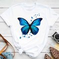 thumbnail image 1 of Women's Colorful Butterfly Petal Print T-Shirt, Short Sleeve, Round Neck, Cute Graphic Tee Shirts, Female Tops Clothes, 1 of 1