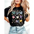 thumbnail image 1 of Women’s Colorful Chicken T-Shirt Floral Farm Hens Graphic Casual Short Sleeve Tee, 1 of 9