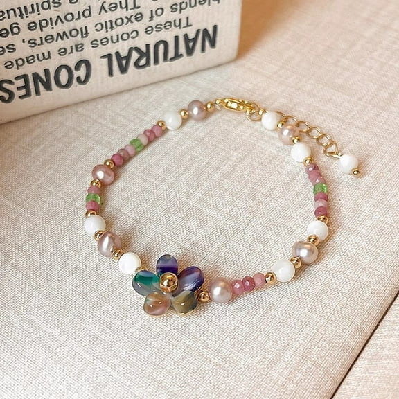 Women's Colorful Flower Pearl Bracelet