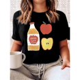 thumbnail image 1 of Women's Colorful Fruit Graphic Tees,Summer Printed T-Shirt, Casual Soft Breathable Crew Neck Short Sleeve Tops, Fantasy Pattern，Funny，cotton，black，S-5XL, 1 of 1