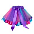 thumbnail image 1 of Women's Colorful Mesh Tutu Skirt with Bow Detail Half Length Rainbow Design Fashionable Layered Short Skirt for Casual Wear, 1 of 2