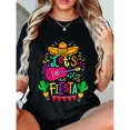 thumbnail image 1 of Women's Colorful Mexican Theme Let's Fiesta Party Graphic T-Shirt, 1 of 6