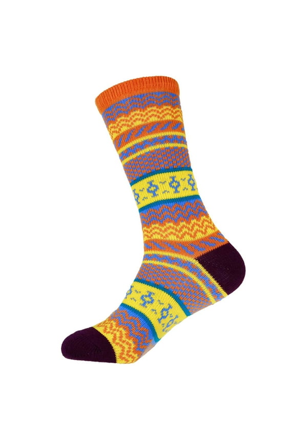 Women's Colorful Patterned Socks - Vintage Knitted Fashion Novelty Funky Crazy Designer Argyle Striped Dress Cotton Over the Calf Socks - Color 4 - Size Large - 1 Pair