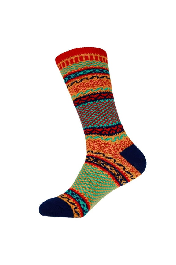 Women's Colorful Patterned Socks - Vintage Knitted Fashion Novelty Funky Crazy Designer Argyle Striped Dress Cotton Over the Calf Socks - Color 5 - Size Large - 1 Pair