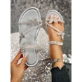 thumbnail image 1 of Women‘s Colorful Rhinestone Butterfly Multiple Strap Two-Way Wear Slide Sandals  French Fashion Silver Slippers For Summer And Autumn, 1 of 7