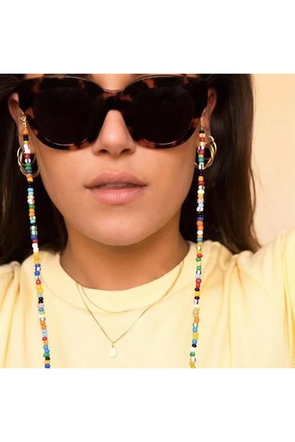 Women's Colorful Rice Beads Glasses Necklace Mask Chain Hanging Neck Anti-lost Lanyard Chain