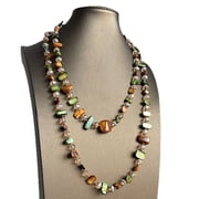 Women s Colorful Shell Beaded Layered Necklace, Long Boho Stackable Necklace