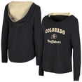thumbnail image 1 of Women's Colosseum Black Colorado Buffaloes Catalina Hoodie Long Sleeve T-Shirt, 1 of 3