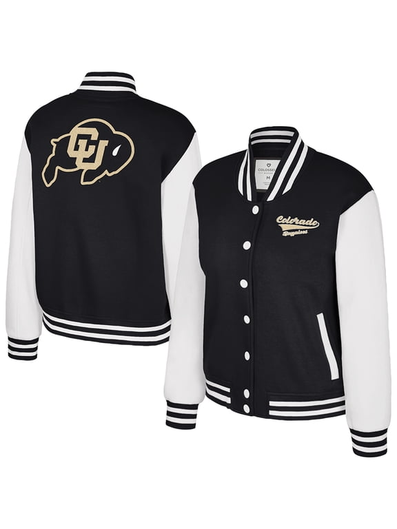 Women's Colosseum Black Colorado Buffaloes French Baguette Full Snap Fleece Jacket
