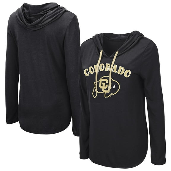Women's Colosseum Black Colorado Buffaloes My Lover Lightweight Long Sleeve Hoodie T-Shirt