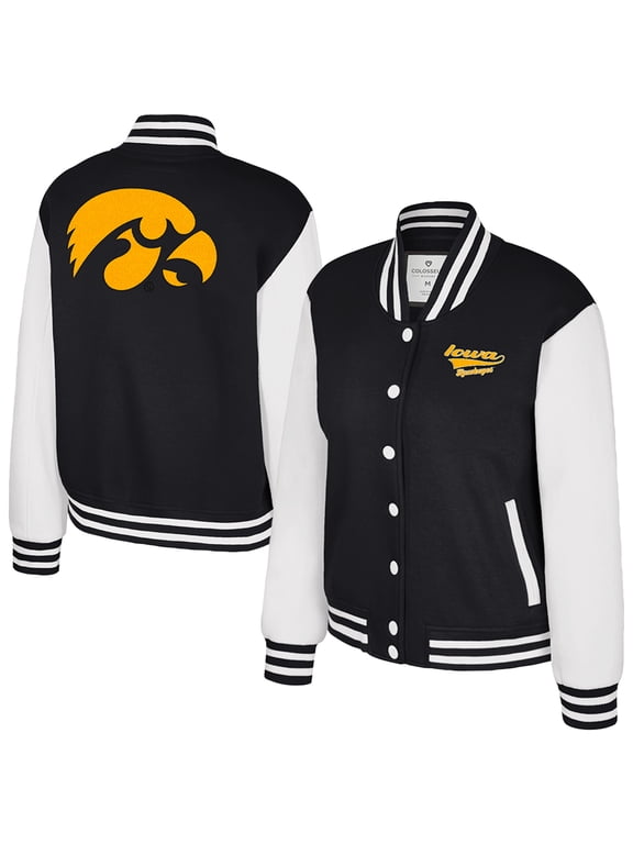 Women's Colosseum Black Iowa Hawkeyes French Baguette Full Snap Fleece Jacket