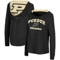 thumbnail image 1 of Women's Colosseum Black Purdue Boilermakers Catalina Hoodie Long Sleeve T-Shirt, 1 of 3