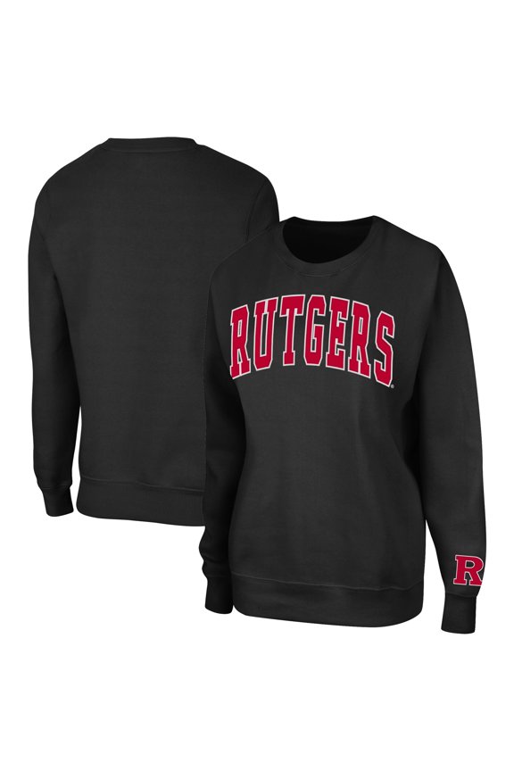 Women's Colosseum Black Rutgers Scarlet Knights Campanile Pullover Sweatshirt