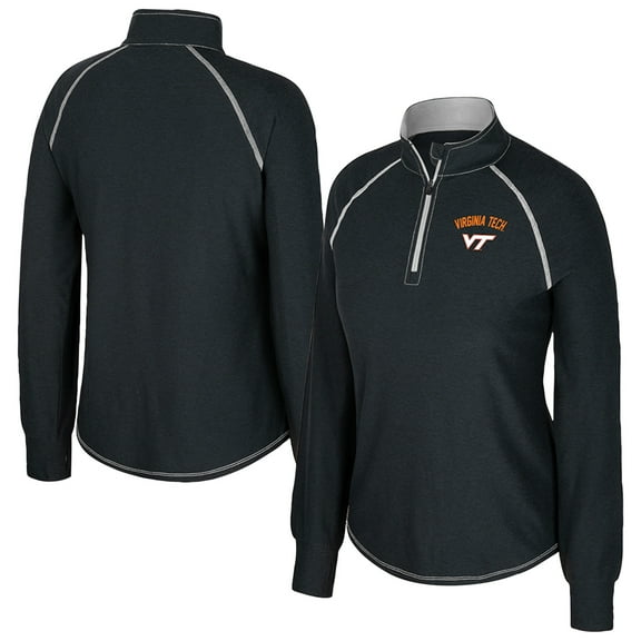Women's Colosseum Black Virginia Tech Hokies Bikram Raglan Quarter-Zip Top