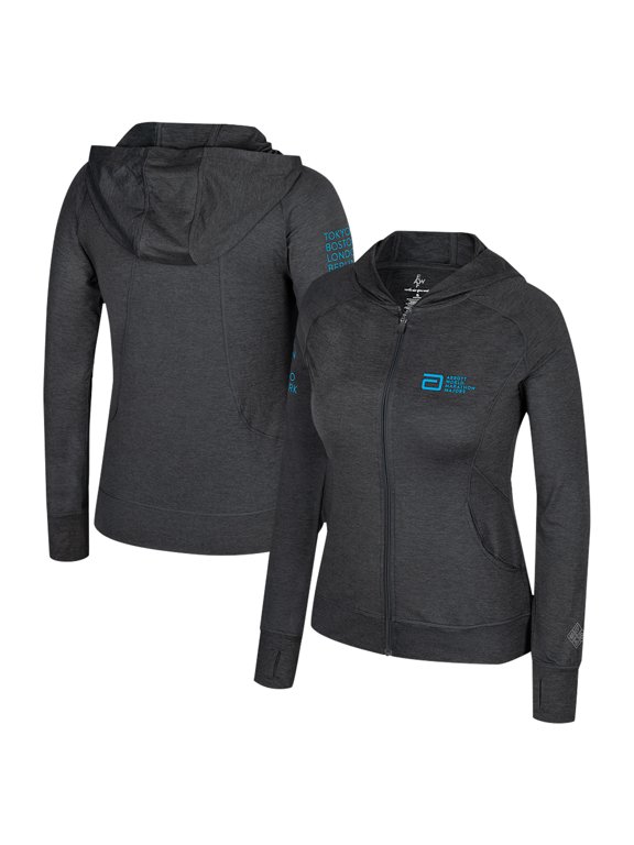 Women's Colosseum Black Abbott World Marathon Majors Aflame Recycled Hoodie Full-Zip Jacket